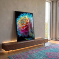 Quadro Decorativo Dália Colorida em ambiente decorado - quadros decorativos para sala