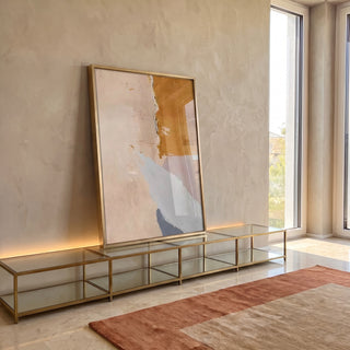 Quadro Decorativo: Abstração e Ternura em Tons Suaves em ambiente decorado - quadros decorativos para sala