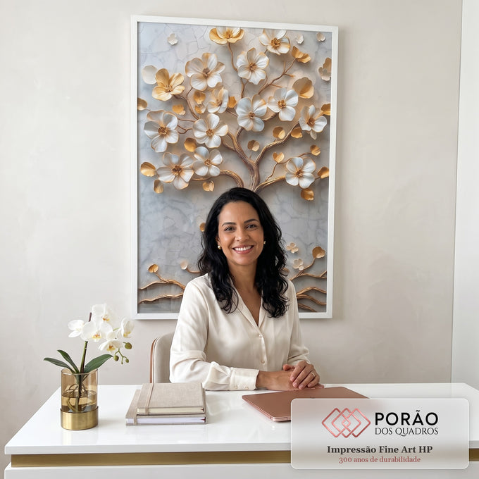 Quadro Decorativo A Beleza Eterna da Árvore da Vida em escritorio moderno - quadros decorativos para sala