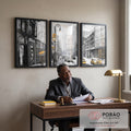 Quadro Decorativo: Energia Urbana e Táxis Amarelos em escritorio moderno - quadros decorativos para sala