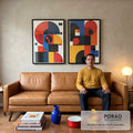 Quadro Decorativo Abstrato Energizante em sala de estar moderna - quadros decorativos para sala
