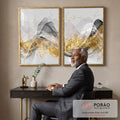 Quadro Decorativo Luxo Abstrato: Ouro & Prata em escritorio moderno - quadros decorativos para sala