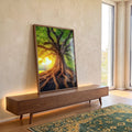 Quadro Decorativo Amanhecer da Árvore da Vida Harmonia e Beleza em ambiente decorado - quadros decorativos para sala
