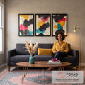 Quadro Decorativo Minimalista Moderno: A Magia da Aquarela em sala de estar moderna - quadros decorativos para sala