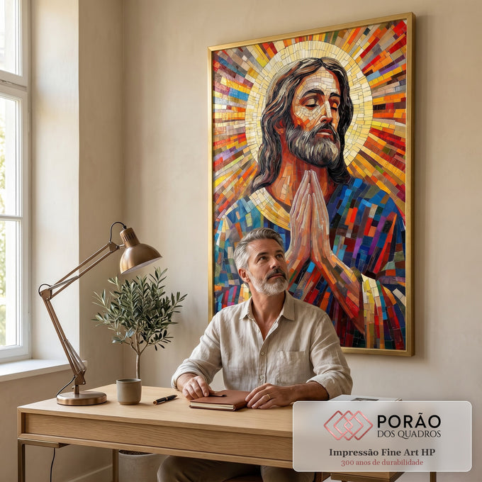 Quadro Decorativo São José em Abstração em escritorio moderno - quadros decorativos para sala