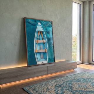 Quadro Decorativo Canoa Serene Moderna em ambiente decorado - quadros decorativos para sala