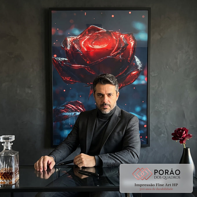 Quadro Decorativo A Beleza da Rosa  Cores Vibrantes em escritorio moderno - quadros decorativos para sala
