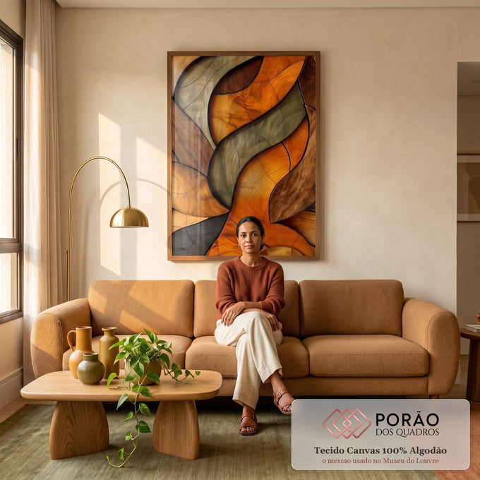 Quadro Decorativo Tramas da Natureza em sala de estar moderna - quadros decorativos para sala