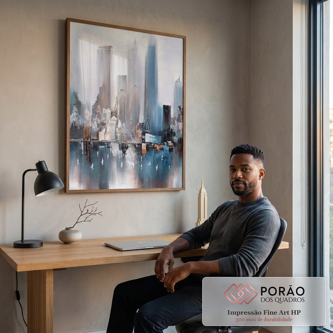 Quadro Decorativo Cidade Líquida - Harmonia Única em escritorio moderno - quadros decorativos para sala