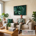 Quadro Decorativo Folhagem Tropical: Oásis Pessoal em sala de estar moderna - quadros decorativos para sala