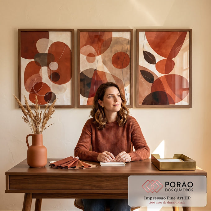 Quadro Decorativo Harmonia Quente em escritorio moderno - quadros decorativos para sala