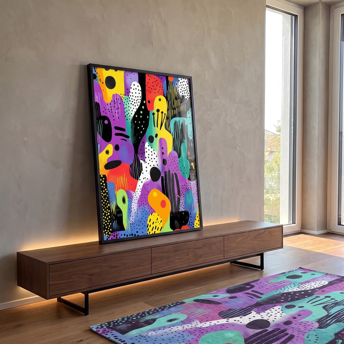Quadro Decorativo Abstrato Urbano em ambiente decorado - quadros decorativos para sala