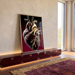 Quadro Decorativo Elegante Coração da Paixão em ambiente decorado - quadros decorativos para sala