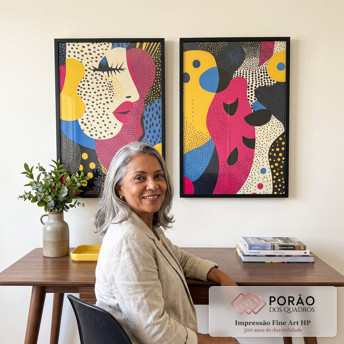 Quadro Decorativo Moderno: Elegância e Sofisticação em Dois Tons em escritorio moderno - quadros decorativos para sala
