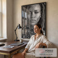 Quadro Decorativo Mulher Forte em Preto e Branco em escritorio moderno - quadros decorativos para sala
