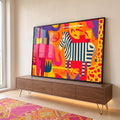 Quadro Decorativo Animais Estilizados Vibrantes em ambiente decorado - quadros decorativos para sala