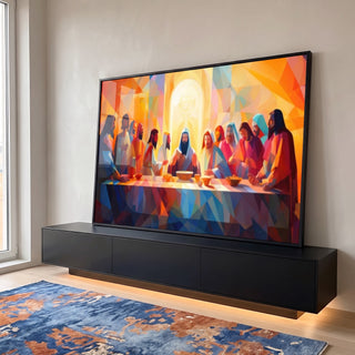Quadro Decorativo Santa Ceia Geométrica: Toque Moderno em ambiente decorado - quadros decorativos para sala