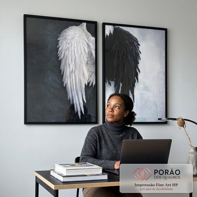 Quadro Decorativo Asas de Liberdade - Toque Sofisticado em escritorio moderno - quadros decorativos para sala