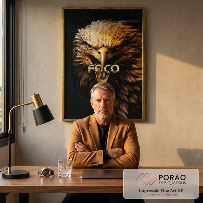 Quadro Decorativo Águia Foco - Elegância e Durabilidade para Sua Casa em escritorio moderno - quadros decorativos para sala