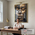 Quadro Decorativo - Luxo Dourado Feminino Inesquecível em escritorio moderno - quadros decorativos para sala