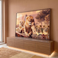 Quadro Decorativo Família de Leões com Filhotes - Elegância e Sofisticação para Sua Decoração em ambiente decorado - quadros decorativos para sala