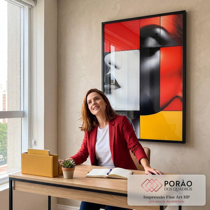 Quadro Decorativo Mulher Minimalista - Sofisticação e Empoderamento em escritorio moderno - quadros decorativos para sala