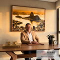 Quadro Decorativo Crepúsculo Inspirador no Rio de Janeiro em escritorio moderno - quadros decorativos para sala