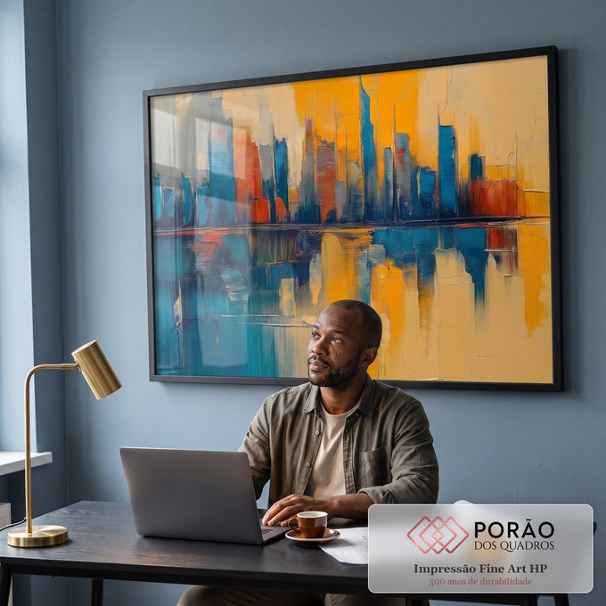 Quadro Decorativo Reflexos Urbanos Inspirador em escritorio moderno - quadros decorativos para sala