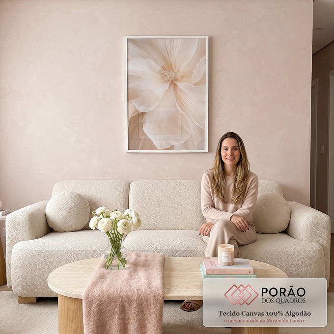 Quadro Decorativo Floral Elegante em sala de estar moderna - quadros decorativos para sala