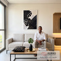 Quadro Decorativo Folha Monstera com Elegância em sala de estar moderna - quadros decorativos para sala