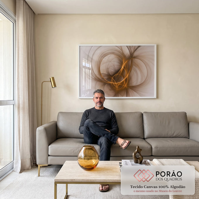 Quadro Decorativo Abstrato Elegante em sala de estar moderna - quadros decorativos para sala