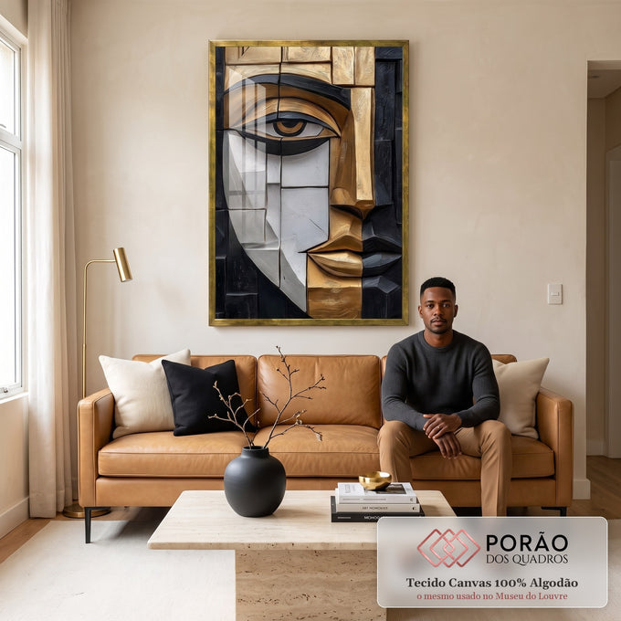 Quadro Decorativo Abstrato da Alma Feminina em sala de estar moderna - quadros decorativos para sala