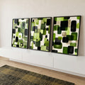 Quadro Decorativo Geométrico em Verde em ambiente decorado - quadros decorativos para sala