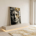 Quadro Decorativo Bustos Dourados Elegantes em ambiente decorado - quadros decorativos para sala
