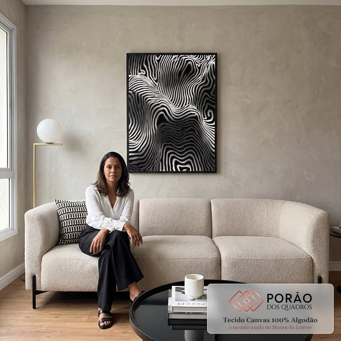 Quadro Decorativo Harmonia em Preto e Branco em sala de estar moderna - quadros decorativos para sala