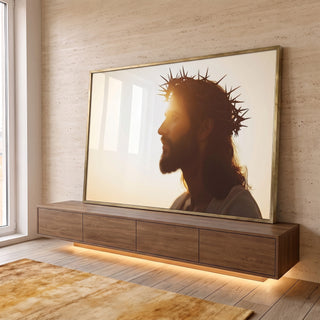 Quadro Decorativo A Força da Fé de Jesus cristo em ambiente decorado - quadros decorativos para sala