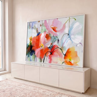 Quadro Decorativo Floral: Inspiração e Serenidade em ambiente decorado - quadros decorativos para sala