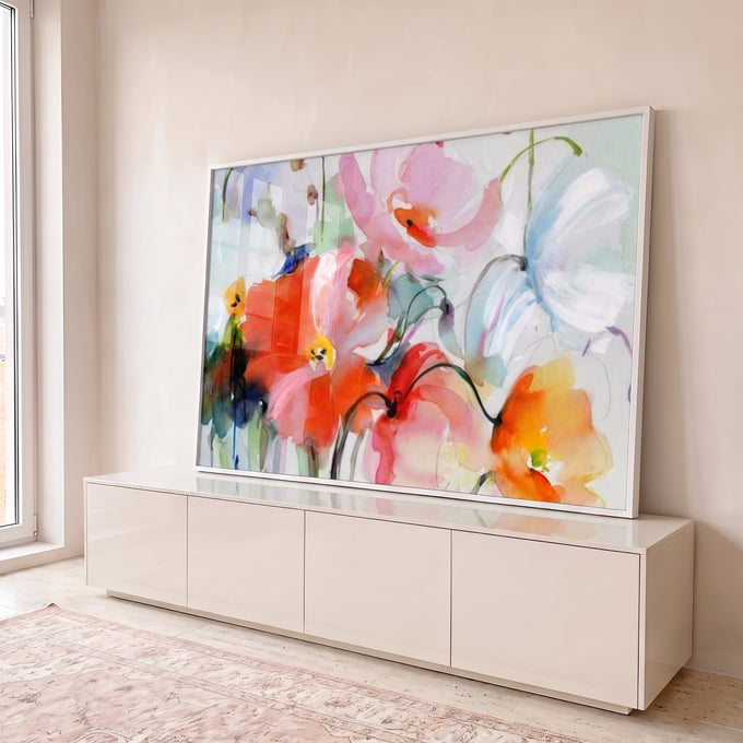 Quadro Decorativo Floral: Inspiração e Serenidade em ambiente decorado - quadros decorativos para sala