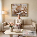 Quadro Decorativo Rosa Elegante em sala de estar moderna - quadros decorativos para sala