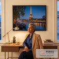 Quadro Decorativo Torre Eiffel Noturna em escritorio moderno - quadros decorativos para sala