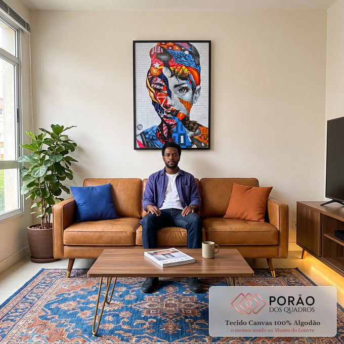 Quadro Decorativo: Mural Urbano Inspirador e Vibrante em sala de estar moderna - quadros decorativos para sala