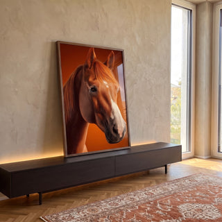 Quadro Decorativo Cavalo em Cores Vibrantes em ambiente decorado - quadros decorativos para sala