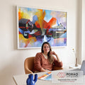 Quadro Decorativo Aventura Abstrata em Montanhas: Inspire-se em escritorio moderno - quadros decorativos para sala