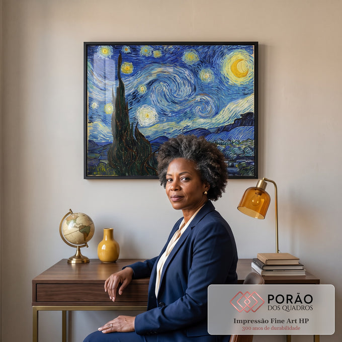 Quadro Decorativo Noite Estrelada Magia Celestial em escritorio moderno - quadros decorativos para sala