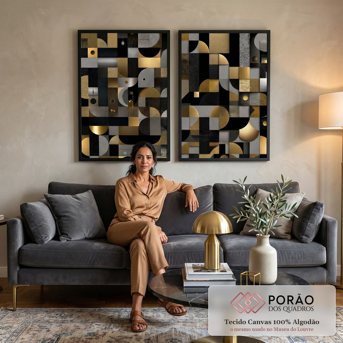Quadro Decorativo Geometria Elegante em sala de estar moderna - quadros decorativos para sala