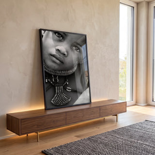 Quadro Decorativo Retrato Infantil Emocionante em ambiente decorado - quadros decorativos para sala