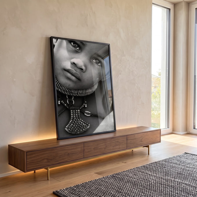 Quadro Decorativo Retrato Infantil Emocionante em ambiente decorado - quadros decorativos para sala