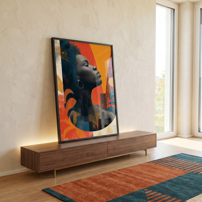 Quadro Decorativo Abstrato Serenidade e Força em ambiente decorado - quadros decorativos para sala