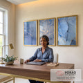 Quadro Decorativo: Oceano de Luxo em Azul e Ouro em escritorio moderno - quadros decorativos para sala