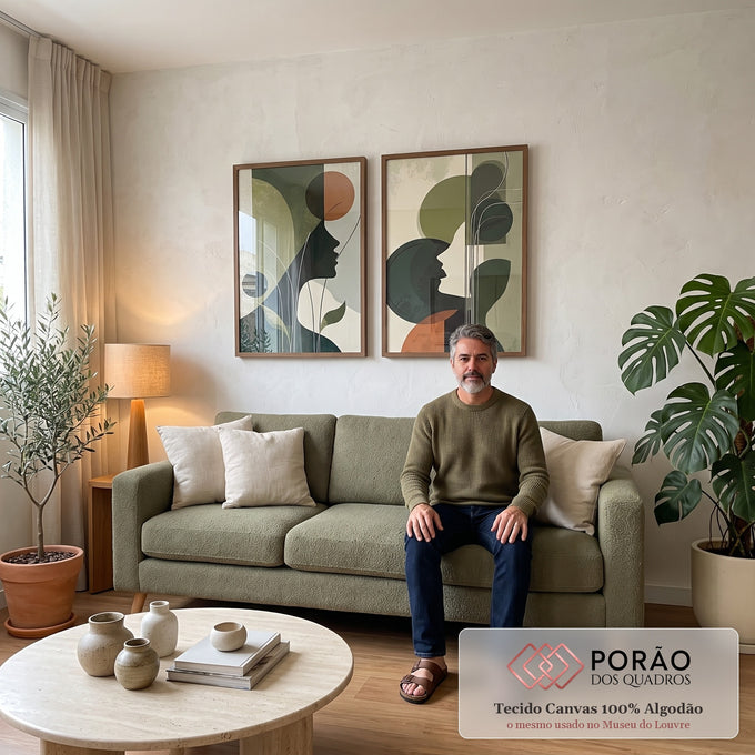 Quadro Decorativo Silhuetas Modernas em sala de estar moderna - quadros decorativos para sala